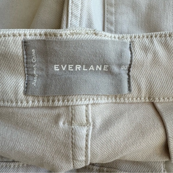 Everlane Straight Leg Crop Pants Bone Off-White Size 00 High Rise Cotton Twill - Picture 6 of 11